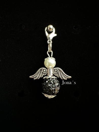 Schutzengel Schwarz Glitzer