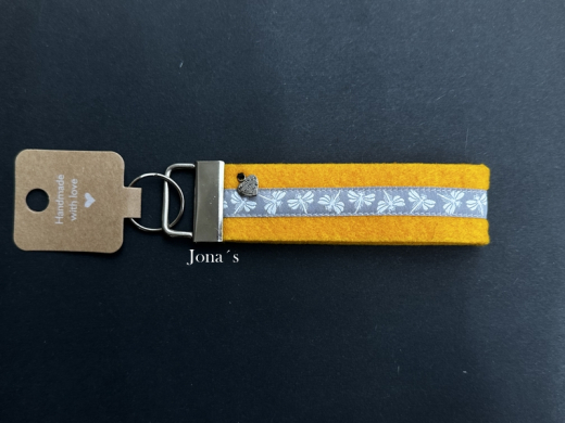 Schlüsselanhänger Filz Libelle orange