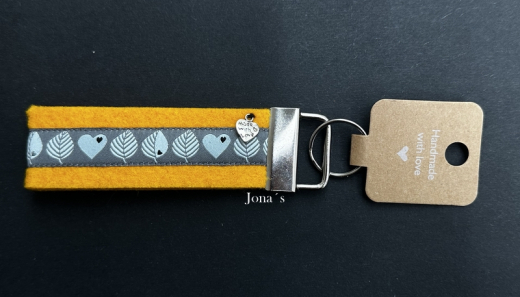 Schlüsselanhänger Filz Blätter grau