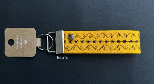 Schlüsselanhänger Filz Stickerei blau