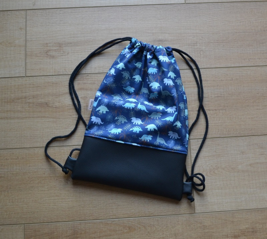 Turnbeutel / Rucksack Softshell Dino blau