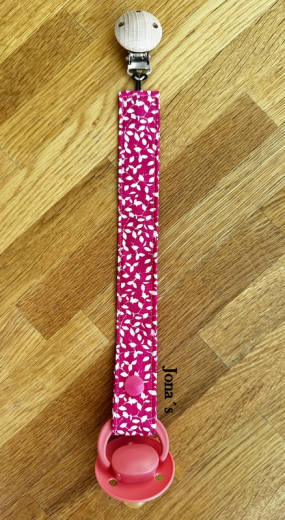 Schnullerkette pink Blätter