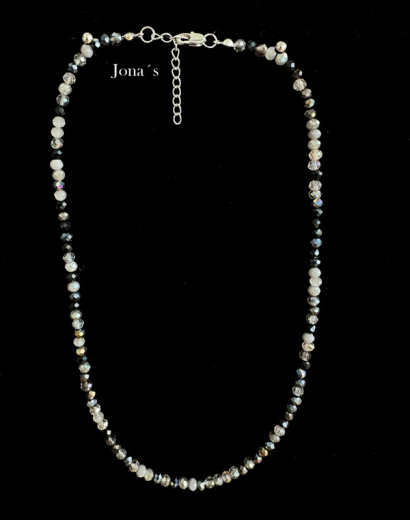 Glasschliffperlen Kette schwarz