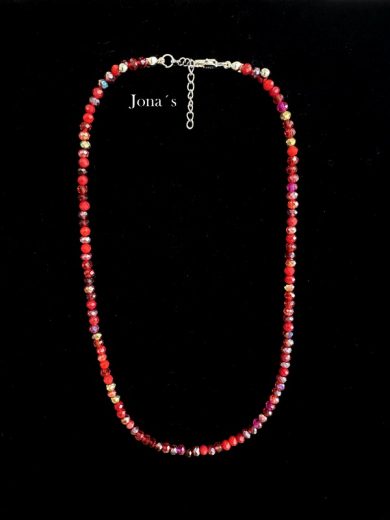 Glasschliffperlen Kette rot