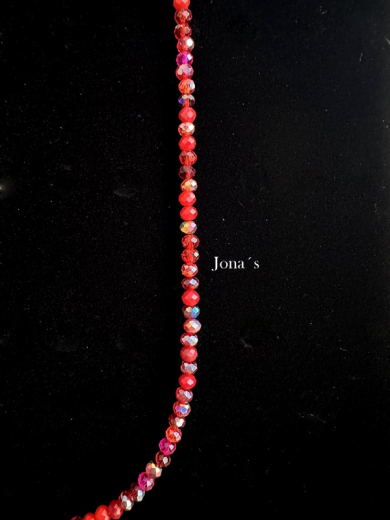 Glasschliffperlen Kette rot