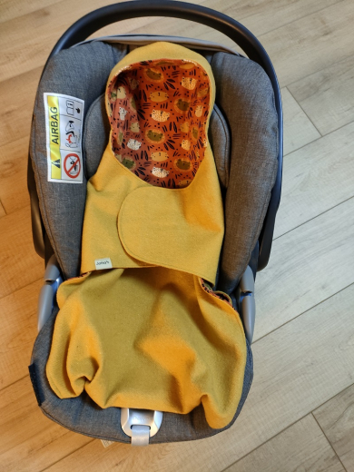 Einschlagdecke Babyschale Tiger senf