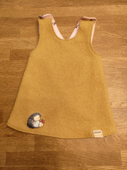 Wollwalk Trägerkleid / Schürzenkleid Größe 80 senf