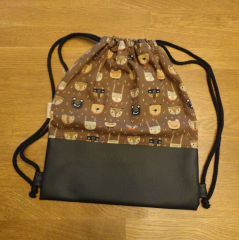 Turnbeutel / Rucksack Baumwolle Tiere braun