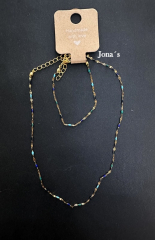Kette und Armband gold-grün