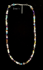 Glasschliffperlen Kette eckig lila