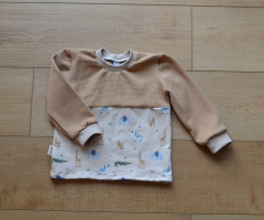 Langarmshirt beige Tiere Größe 74